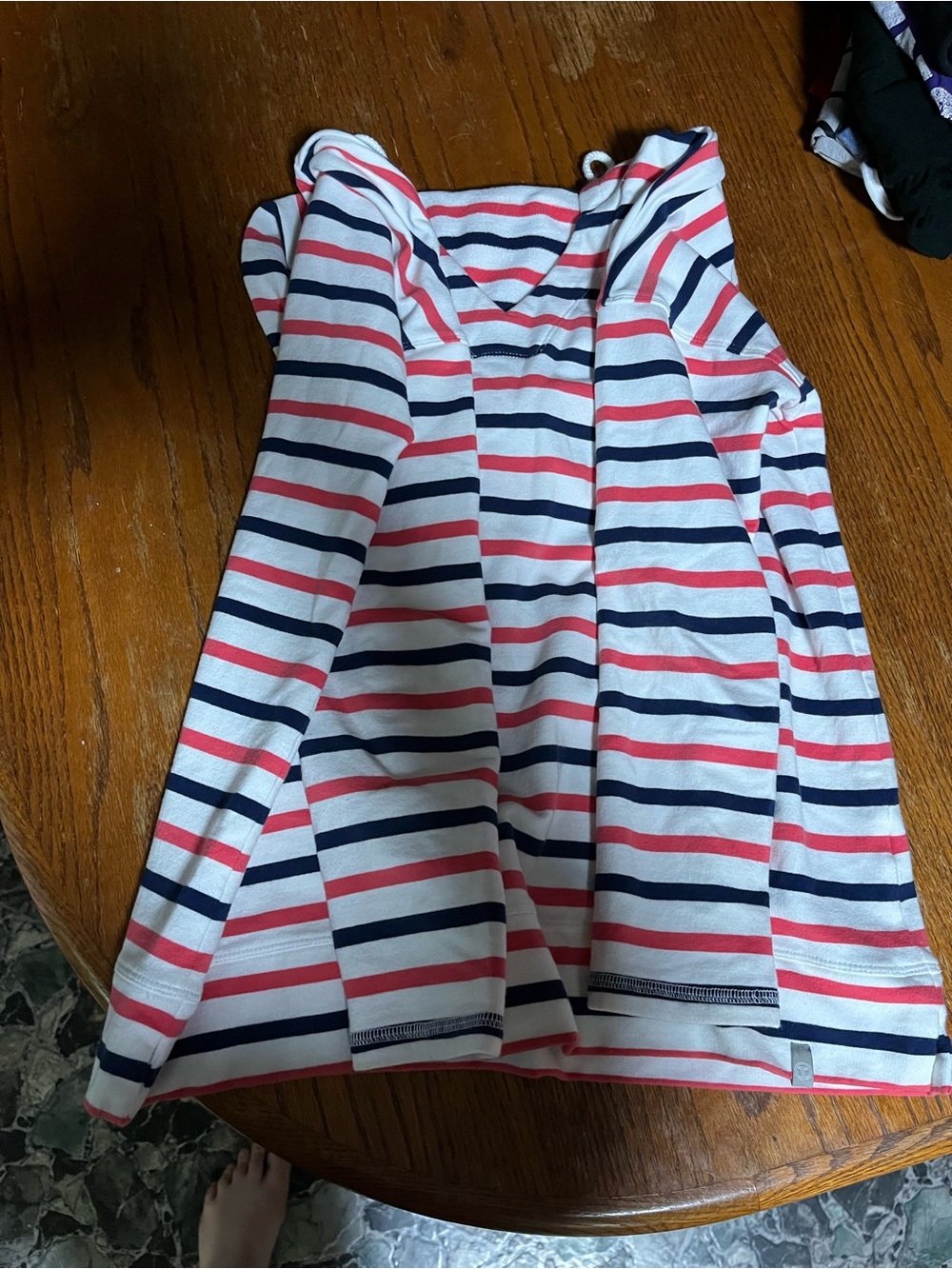 Talbots Striped Tank Top in White, Navy & Coral size small